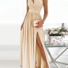 robe longue de cocktail asymétrique une épaule beige 1