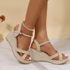 sandales à brides talon compensé beige