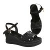 sandales compensées pour femme en maille noir 2