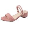 sandales femme à petits talons carrés rose