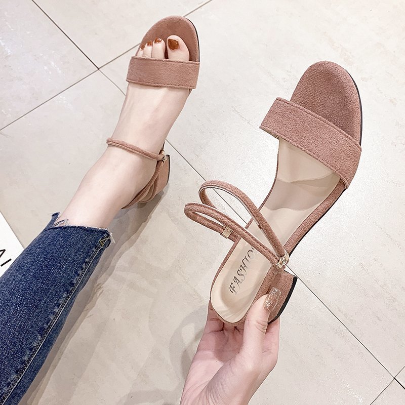 sandales femme à petits talons carrés rose 3