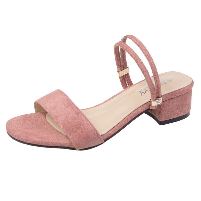 sandales femme à petits talons carrés rose