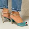 sandales femme bleu vert à talon