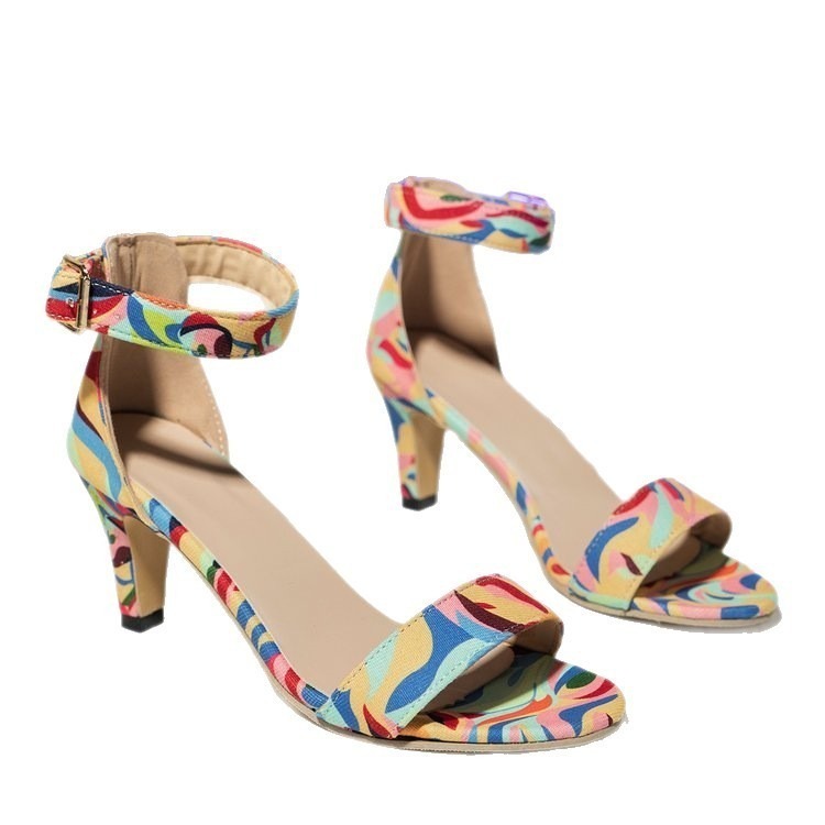 sandales femme colorées à talon carré fin 4