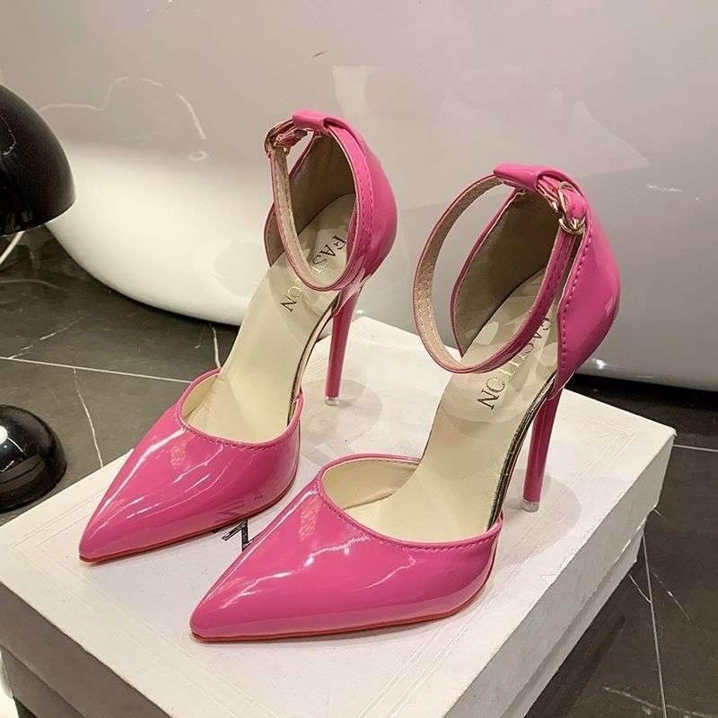 sandales vernies bout pointu talons aiguille rose 2