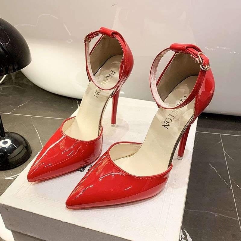 sandales vernies bout pointu talons aiguille rouge 2