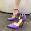 sandales vernies bout pointu talons aiguille violet