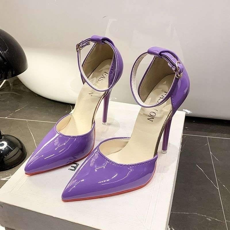 sandales vernies bout pointu talons aiguille violet 2