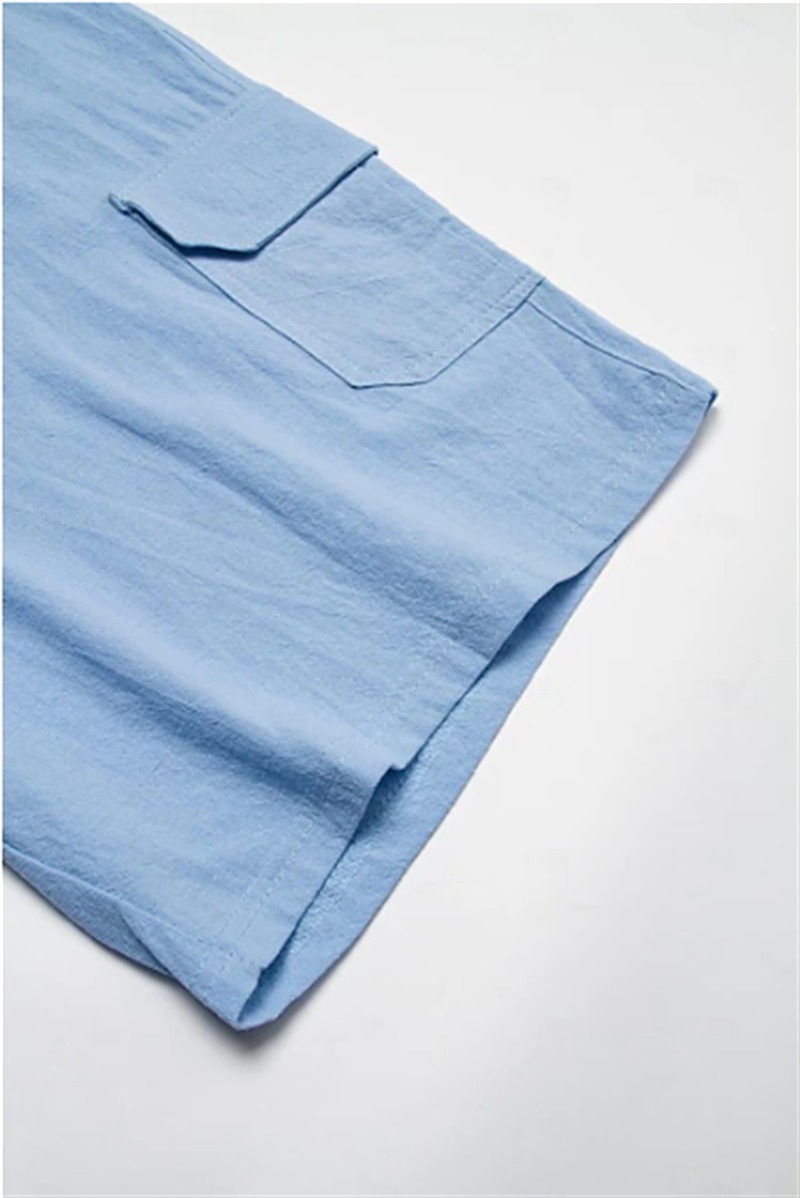 short bermuda pour homme cotone et lin bleu ciel detail 5