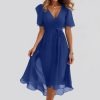 robe légère mousseline bleu fonce