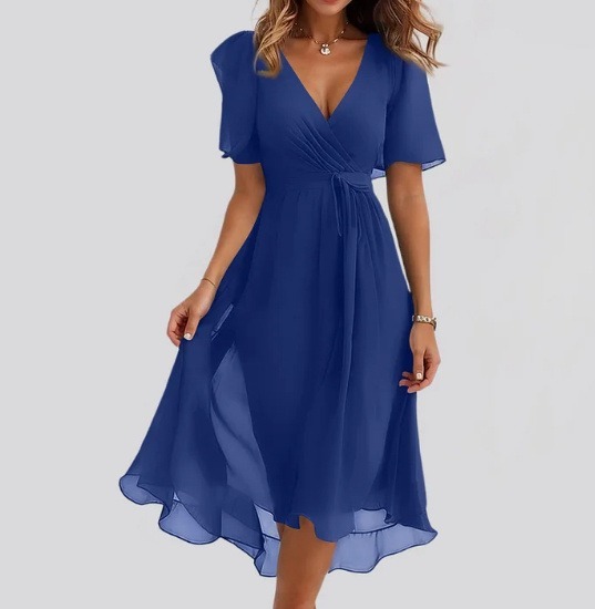robe légère mousseline bleu fonce