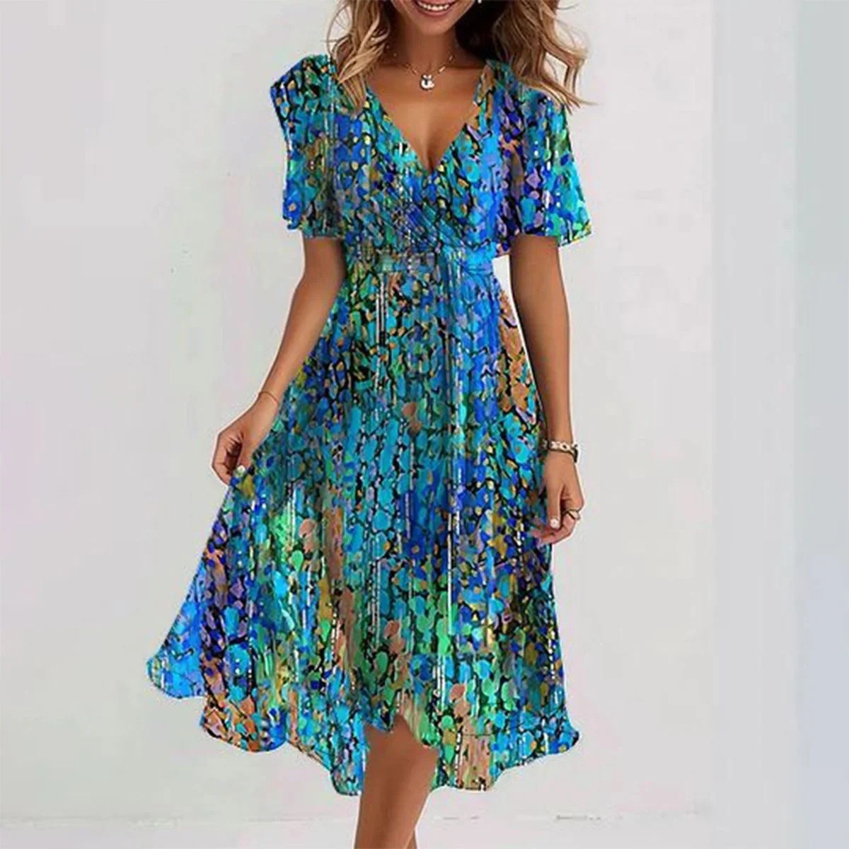 robe légère mousseline bleu