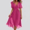 robe légère mousseline rose
