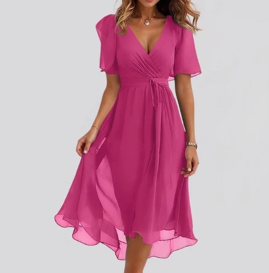 robe légère mousseline rose