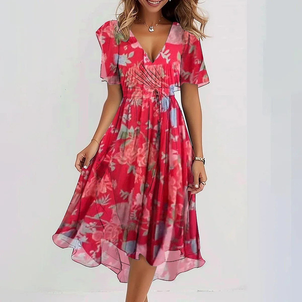 robe légère mousseline rouge