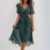 robe légère mousseline vert foncé