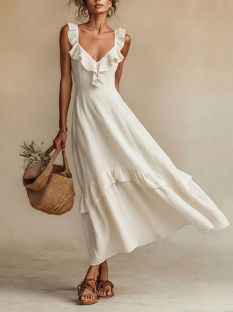 robe longue légère beige