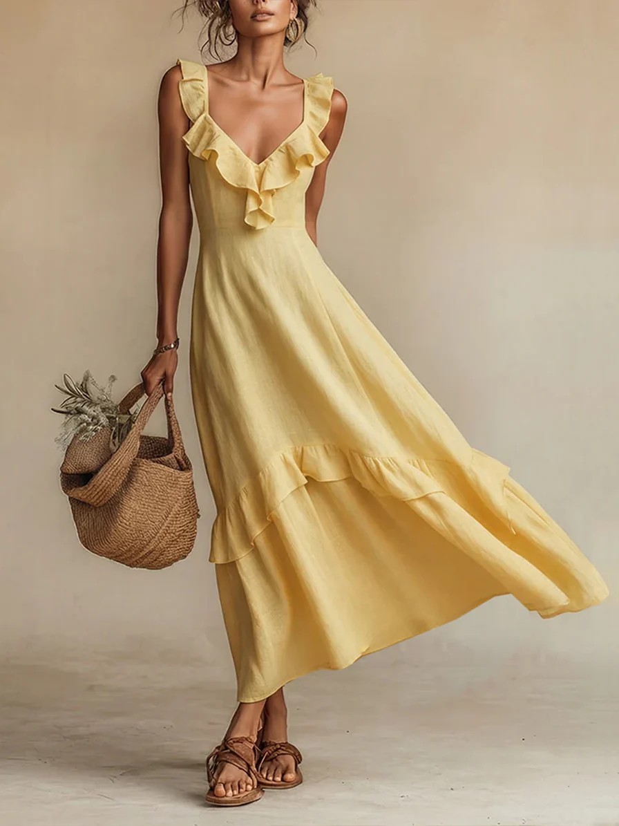 robe longue légère jaune