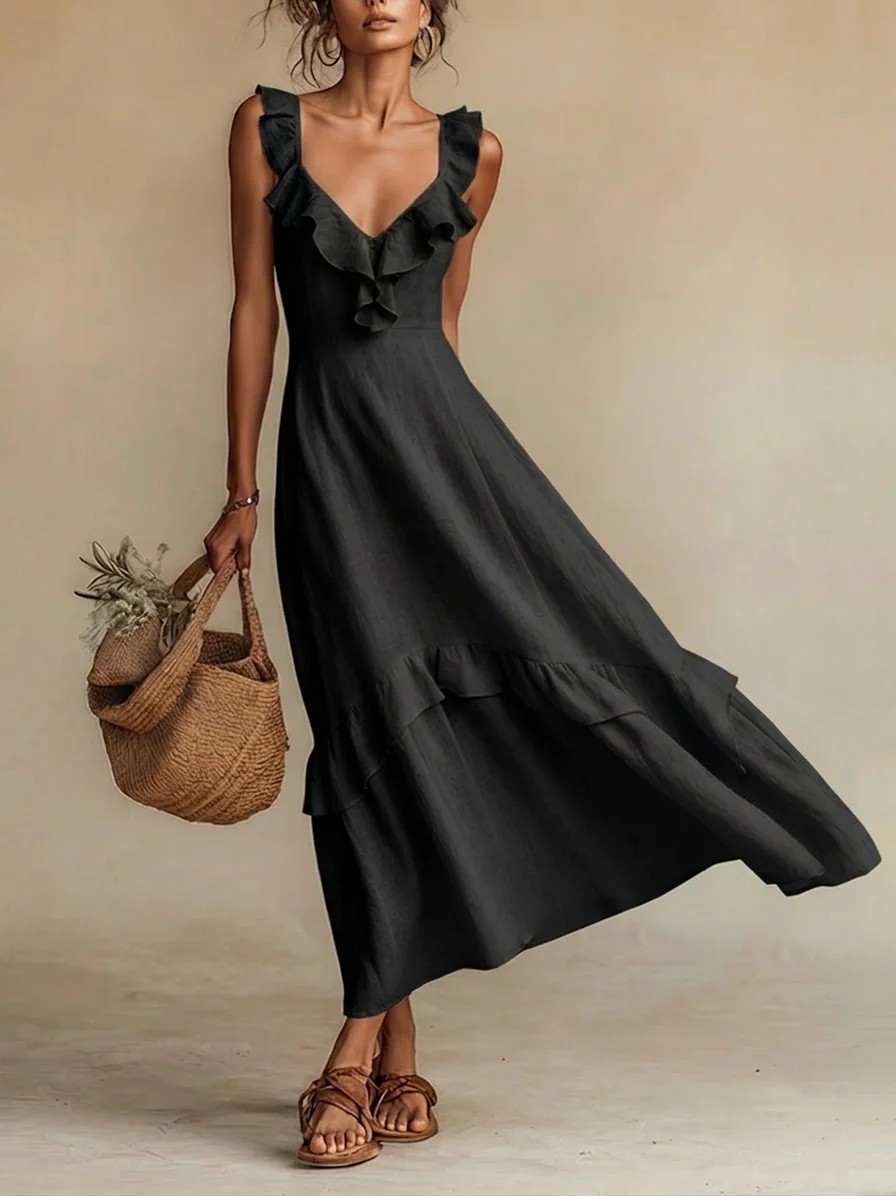 robe longue légère noir