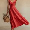 robe longue légère rouge