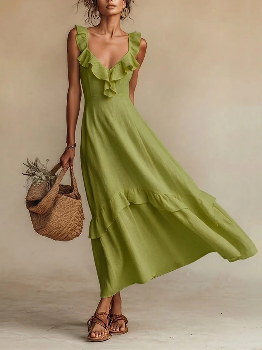 robe longue légère vert