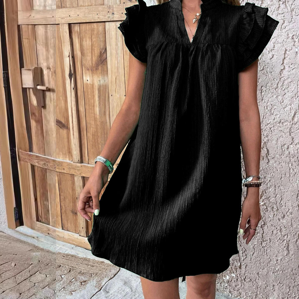 robe tunique manches courtes noir