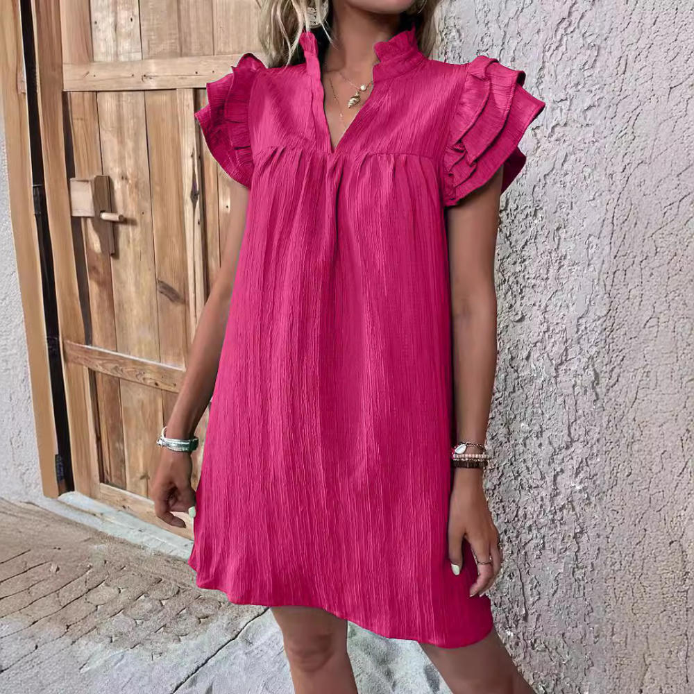 robe tunique manches courtes rose