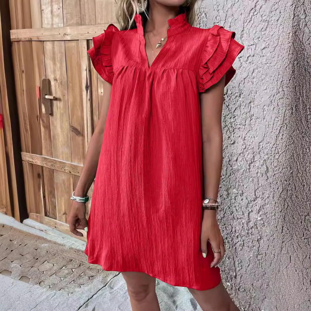 robe tunique manches courtes rouge
